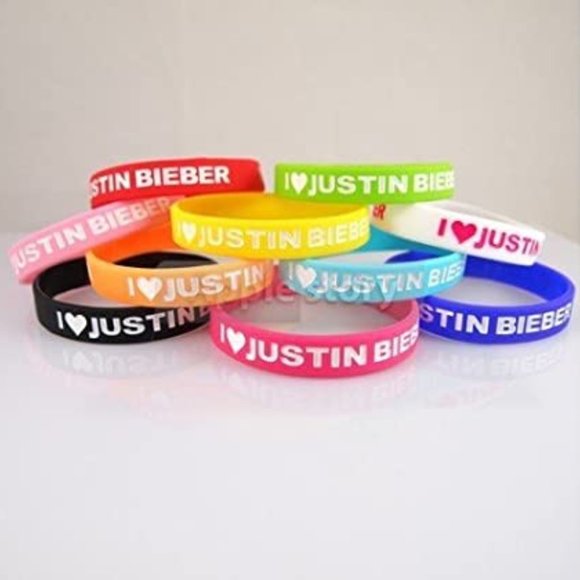 Justin Bieber Rubber Waist Band Bracelet multi-color or customized (10 units) - Picture 2 of 2